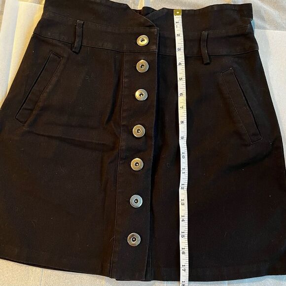 New Mi Ami Black Jean Denim Button Front Mini Skirt Sz M Women’s - Picture 9 of 10